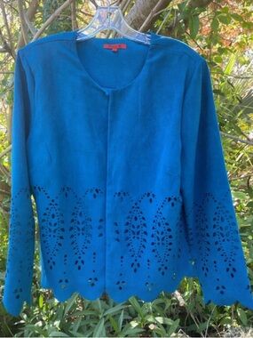 Joni B Women’s Teal Laser-Cut Open Jacket Size L